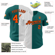 Laden Sie das Bild in den Galerie-Viewer, Custom Teal Orange-Black Pinstripe Authentic Split Fashion Baseball Jersey
