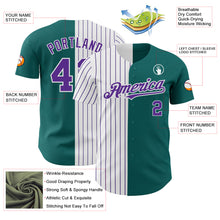 Charger l&#39;image dans la galerie, Custom Teal White-Purple Pinstripe Authentic Split Fashion Baseball Jersey
