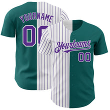 Charger l&#39;image dans la galerie, Custom Teal White-Purple Pinstripe Authentic Split Fashion Baseball Jersey
