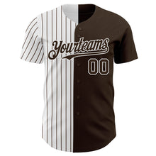 Laden Sie das Bild in den Galerie-Viewer, Custom Brown White-Brown Pinstripe Authentic Split Fashion Baseball Jersey
