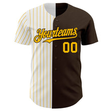 Charger l&#39;image dans la galerie, Custom Brown White-Gold Pinstripe Authentic Split Fashion Baseball Jersey
