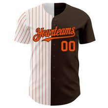 Laden Sie das Bild in den Galerie-Viewer, Custom Brown White-Orange Pinstripe Authentic Split Fashion Baseball Jersey
