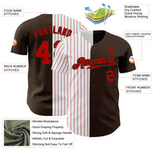 Charger l&#39;image dans la galerie, Custom Brown White-Red Pinstripe Authentic Split Fashion Baseball Jersey
