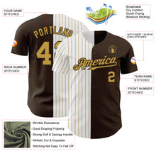 Charger l&#39;image dans la galerie, Custom Brown White-Old Gold Pinstripe Authentic Split Fashion Baseball Jersey
