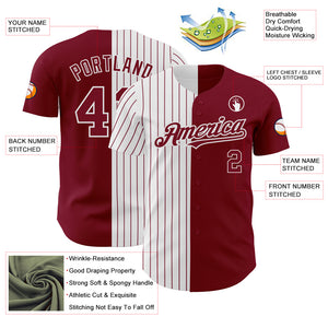 Custom Crimson White-Crimson Pinstripe Authentic Split Fashion Baseball Jersey