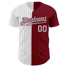 Charger l&#39;image dans la galerie, Custom Crimson White-Gray Pinstripe Authentic Split Fashion Baseball Jersey
