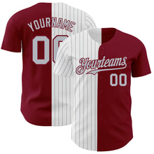 Charger l&#39;image dans la galerie, Custom Crimson White-Gray Pinstripe Authentic Split Fashion Baseball Jersey
