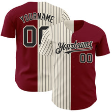 Laden Sie das Bild in den Galerie-Viewer, Custom Crimson Cream-Black Pinstripe Authentic Split Fashion Baseball Jersey
