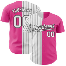 Load image into Gallery viewer, Custom Pink White-Black Pinstripe Authentic Split Fashion Baseball Jersey
