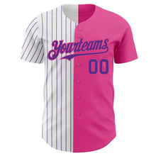 Load image into Gallery viewer, Custom Pink White-Purple Pinstripe Authentic Split Fashion Baseball Jersey
