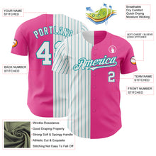 Charger l&#39;image dans la galerie, Custom Pink White-Teal Pinstripe Authentic Split Fashion Baseball Jersey
