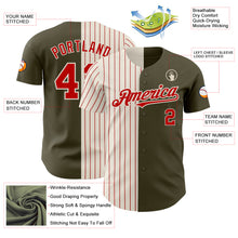 Загрузить изображение в средство просмотра галереи, Custom Olive Cream-Red Pinstripe Authentic Split Fashion Salute To Service Baseball Jersey
