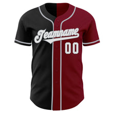 Load image into Gallery viewer, Custom Crimson Black-Gray Authentic Split Fashion Baseball Jersey
