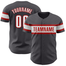 Charger l&#39;image dans la galerie, Custom Steel Gray White-Red Authentic Baseball Jersey
