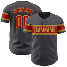 Charger l&#39;image dans la galerie, Custom Steel Gray Red-Old Gold Authentic Baseball Jersey
