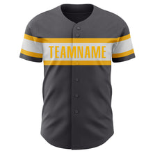 Charger l&#39;image dans la galerie, Custom Steel Gray White-Gold Authentic Baseball Jersey
