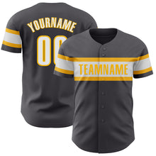 Charger l&#39;image dans la galerie, Custom Steel Gray White-Gold Authentic Baseball Jersey
