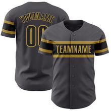 Загрузить изображение в средство просмотра галереи, Custom Steel Gray Black-Old Gold Authentic Baseball Jersey
