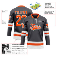 Загрузить изображение в средство просмотра галереи, Custom Steel Gray Orange-White Hockey Lace Neck Jersey
