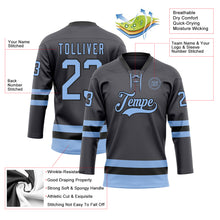 Загрузить изображение в средство просмотра галереи, Custom Steel Gray Light Blue-Black Hockey Lace Neck Jersey
