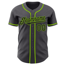 Загрузить изображение в средство просмотра галереи, Custom Steel Gray Black-Neon Green Authentic Baseball Jersey
