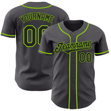 Загрузить изображение в средство просмотра галереи, Custom Steel Gray Black-Neon Green Authentic Baseball Jersey
