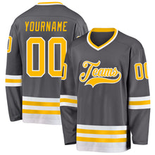 Charger l&#39;image dans la galerie, Custom Steel Gray Gold-White Hockey Jersey
