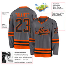 Charger l&#39;image dans la galerie, Custom Steel Gray Black-Orange Hockey Jersey
