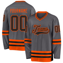 Charger l&#39;image dans la galerie, Custom Steel Gray Black-Orange Hockey Jersey
