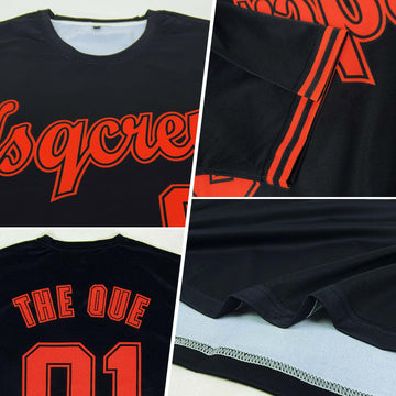 Custom Black Orange-Black Performance T-Shirt