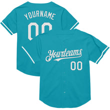 Charger l&#39;image dans la galerie, Custom Teal White Mesh Authentic Throwback Baseball Jersey
