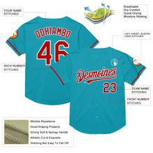 Charger l&#39;image dans la galerie, Custom Teal Red-White Mesh Authentic Throwback Baseball Jersey
