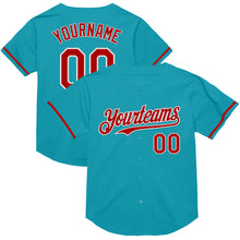 Charger l&#39;image dans la galerie, Custom Teal Red-White Mesh Authentic Throwback Baseball Jersey
