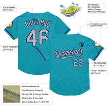 Charger l&#39;image dans la galerie, Custom Teal Gray-Navy Mesh Authentic Throwback Baseball Jersey
