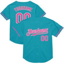 Charger l&#39;image dans la galerie, Custom Teal Pink-White Mesh Authentic Throwback Baseball Jersey
