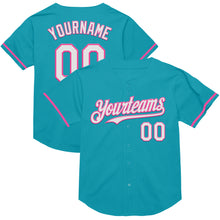 Charger l&#39;image dans la galerie, Custom Teal White-Pink Mesh Authentic Throwback Baseball Jersey
