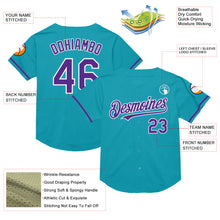 Charger l&#39;image dans la galerie, Custom Teal Purple-White Mesh Authentic Throwback Baseball Jersey
