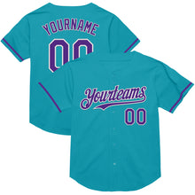 Загрузить изображение в средство просмотра галереи, Custom Teal Purple-White Mesh Authentic Throwback Baseball Jersey
