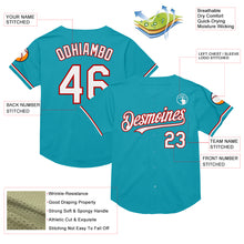 Charger l&#39;image dans la galerie, Custom Teal White-Red Mesh Authentic Throwback Baseball Jersey
