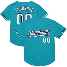 Загрузить изображение в средство просмотра галереи, Custom Teal White-Navy Mesh Authentic Throwback Baseball Jersey
