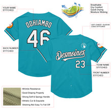 Charger l&#39;image dans la galerie, Custom Teal White-Black Mesh Authentic Throwback Baseball Jersey
