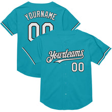 Charger l&#39;image dans la galerie, Custom Teal White-Black Mesh Authentic Throwback Baseball Jersey
