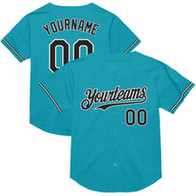 Charger l&#39;image dans la galerie, Custom Teal Black-White Mesh Authentic Throwback Baseball Jersey
