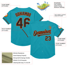 Charger l&#39;image dans la galerie, Custom Teal Black-Orange Mesh Authentic Throwback Baseball Jersey
