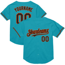 Charger l&#39;image dans la galerie, Custom Teal Black-Orange Mesh Authentic Throwback Baseball Jersey
