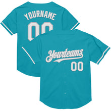 Charger l&#39;image dans la galerie, Custom Teal White-Gray Mesh Authentic Throwback Baseball Jersey
