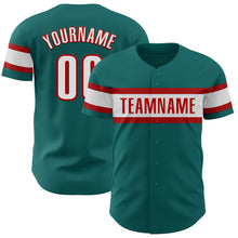 Charger l&#39;image dans la galerie, Custom Teal White-Red Authentic Baseball Jersey
