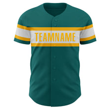 Charger l&#39;image dans la galerie, Custom Teal White-Gold Authentic Baseball Jersey
