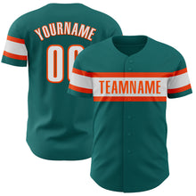 Загрузить изображение в средство просмотра галереи, Custom Teal White-Orange Authentic Baseball Jersey
