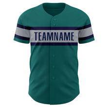 Charger l&#39;image dans la galerie, Custom Teal Gray-Navy Authentic Baseball Jersey
